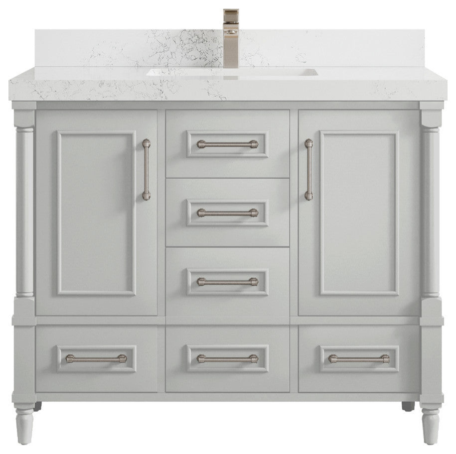 Aberdeen 42 Single Sink Bath Vanity in Coventry Gray 2" Empira Quartz