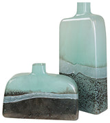 Uttermost - 18096 - Vases, Set Of 2 - Fuze - Aqua And Bronze