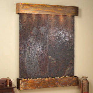 Majestic River Water Fountain, Multicolor Slate, Rustic Copper, Square Edges