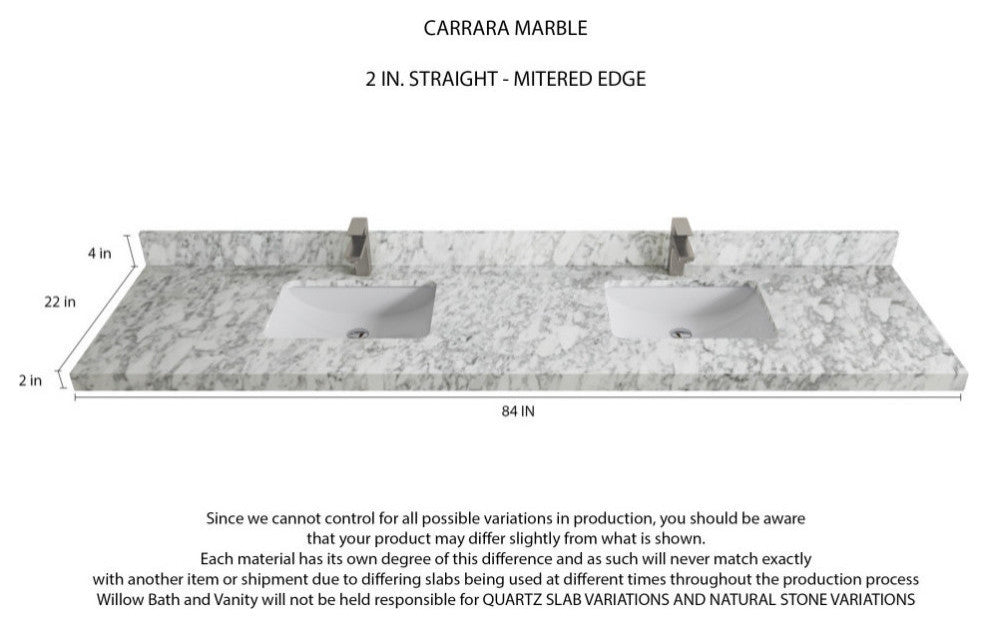 Elizabeth 84 Double Sink Bath Vanity in Light Natural Teak 2" Carrara Marble