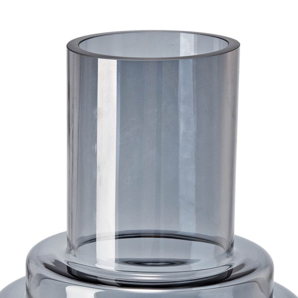 Benzara BM285601 Alma 14" Vase, Geometric Design, Silver Luster Glass Frame