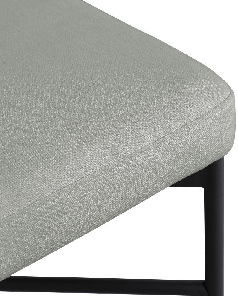 Rivage Durable Linen Textured Fabric Stool (Set of 2), Grey, Matte Black
