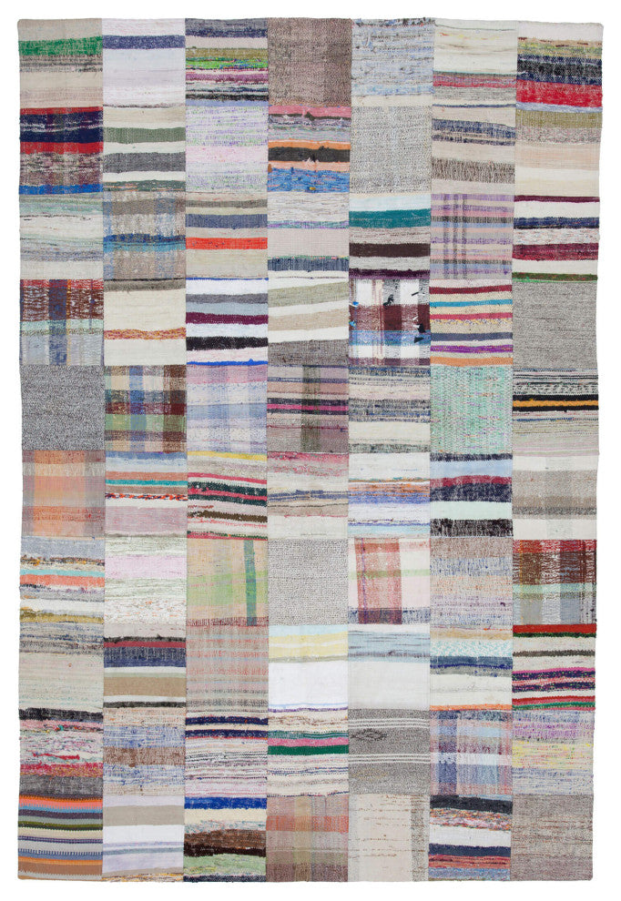 Rug N Carpet - Handmade Anatolian 6' 7'' x 9' 9'' Vintage Patchwork Kilim Rug