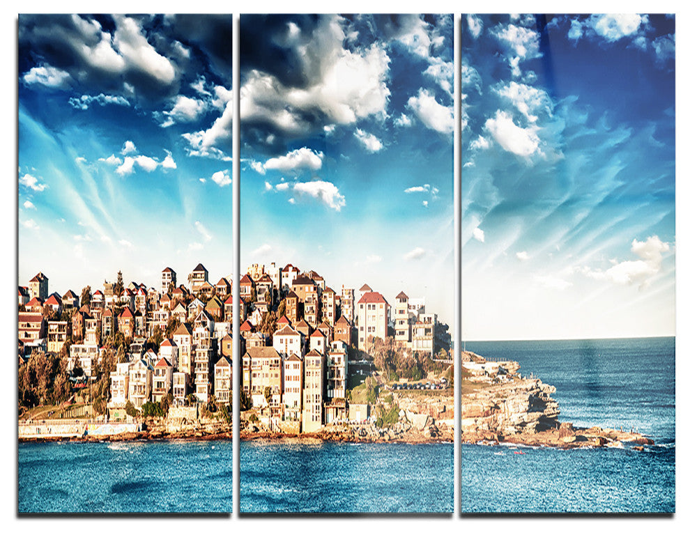 "Sydney Bondi Beach Panorama" Metal Wall Art, 3 Panels, 36"x28"