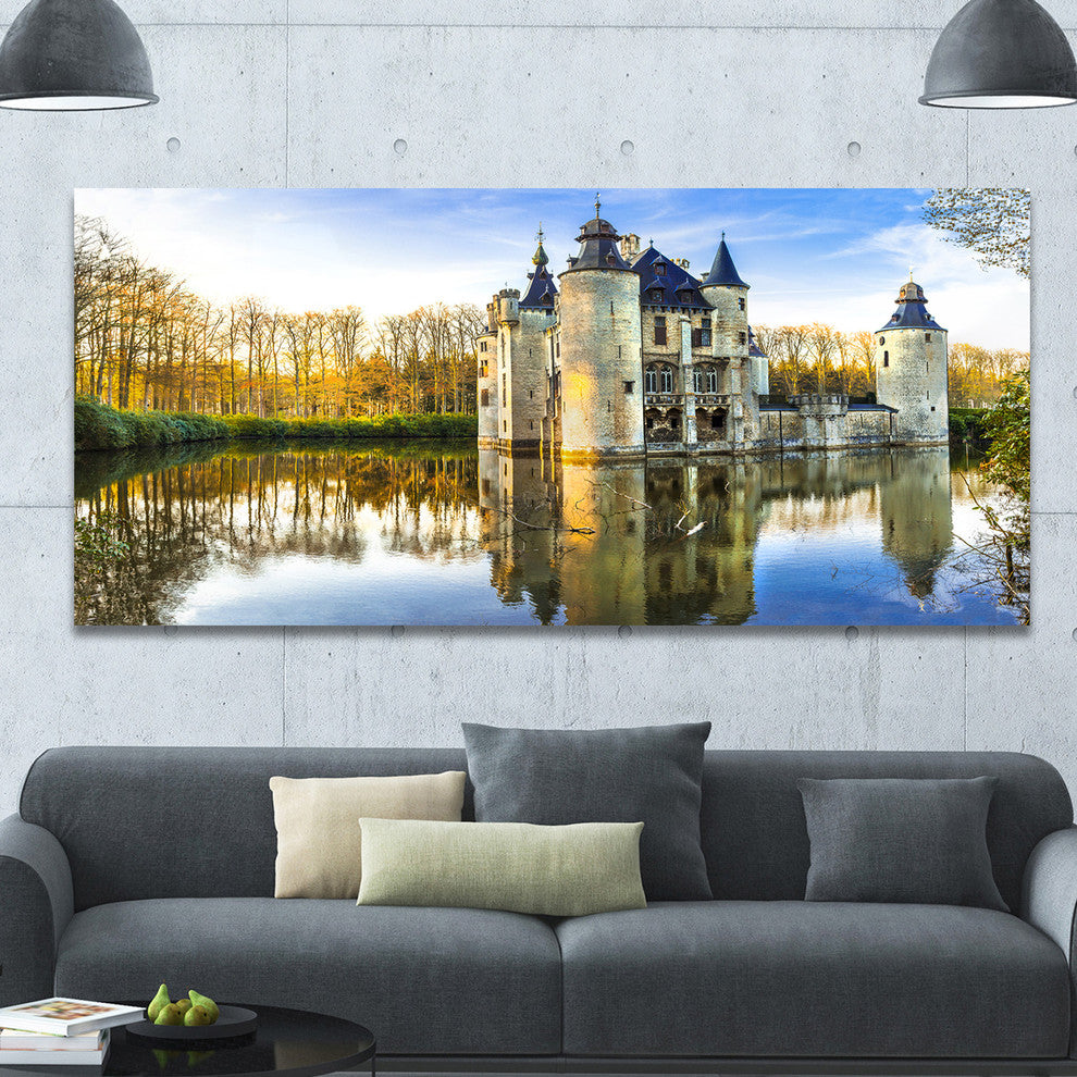 Fairytale Medieval Castles, Large landscape Canvas Art Print, 60"x28"