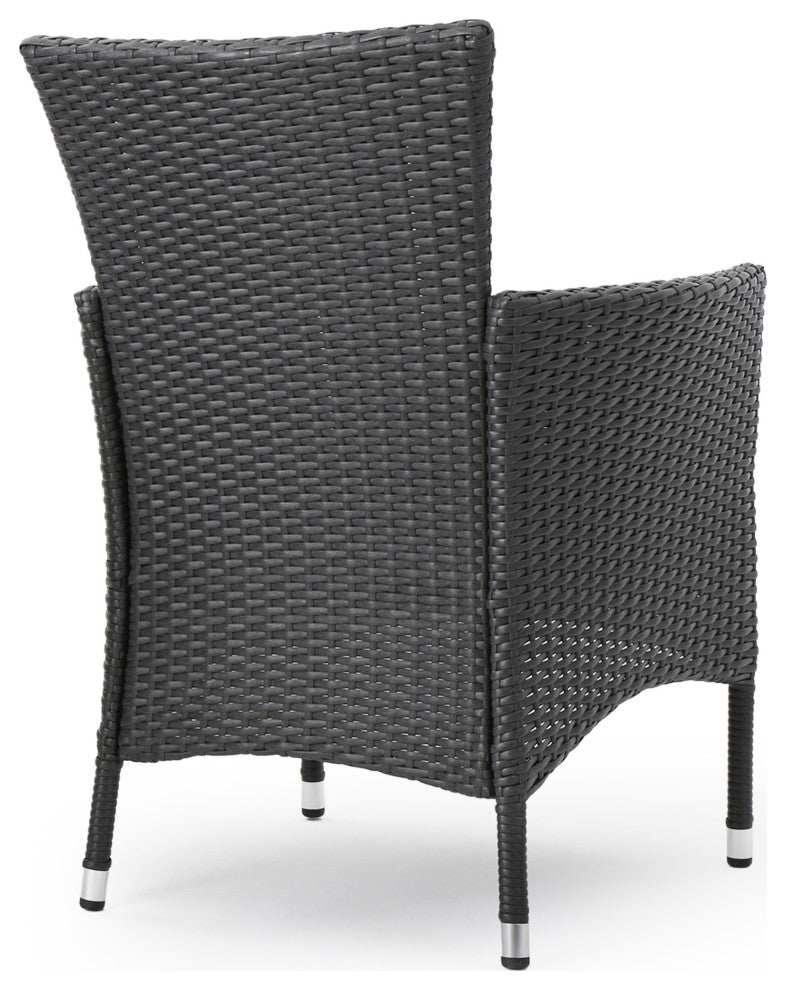 GDF Studio 3-Piece Lori Outdoor Wood and Wicker Bistro Set, Gray and Light Gray