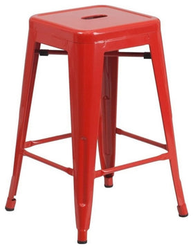 Flash Furniture 24" Metal Backless Counter Stool in Red