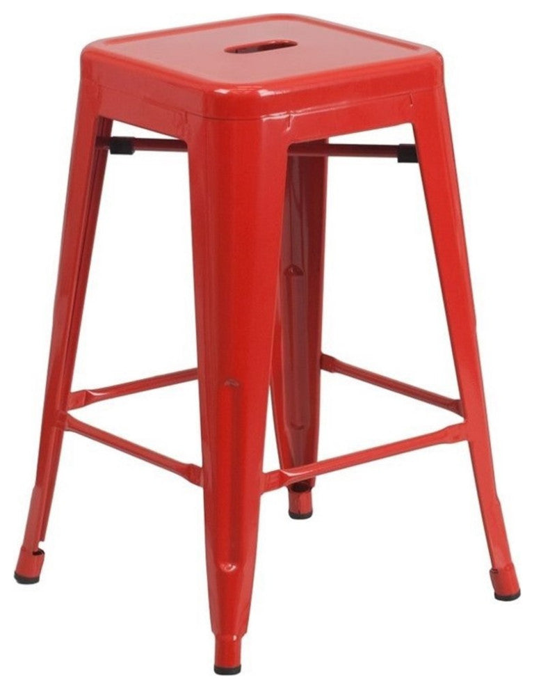 Flash Furniture 24" Metal Backless Counter Stool in Red