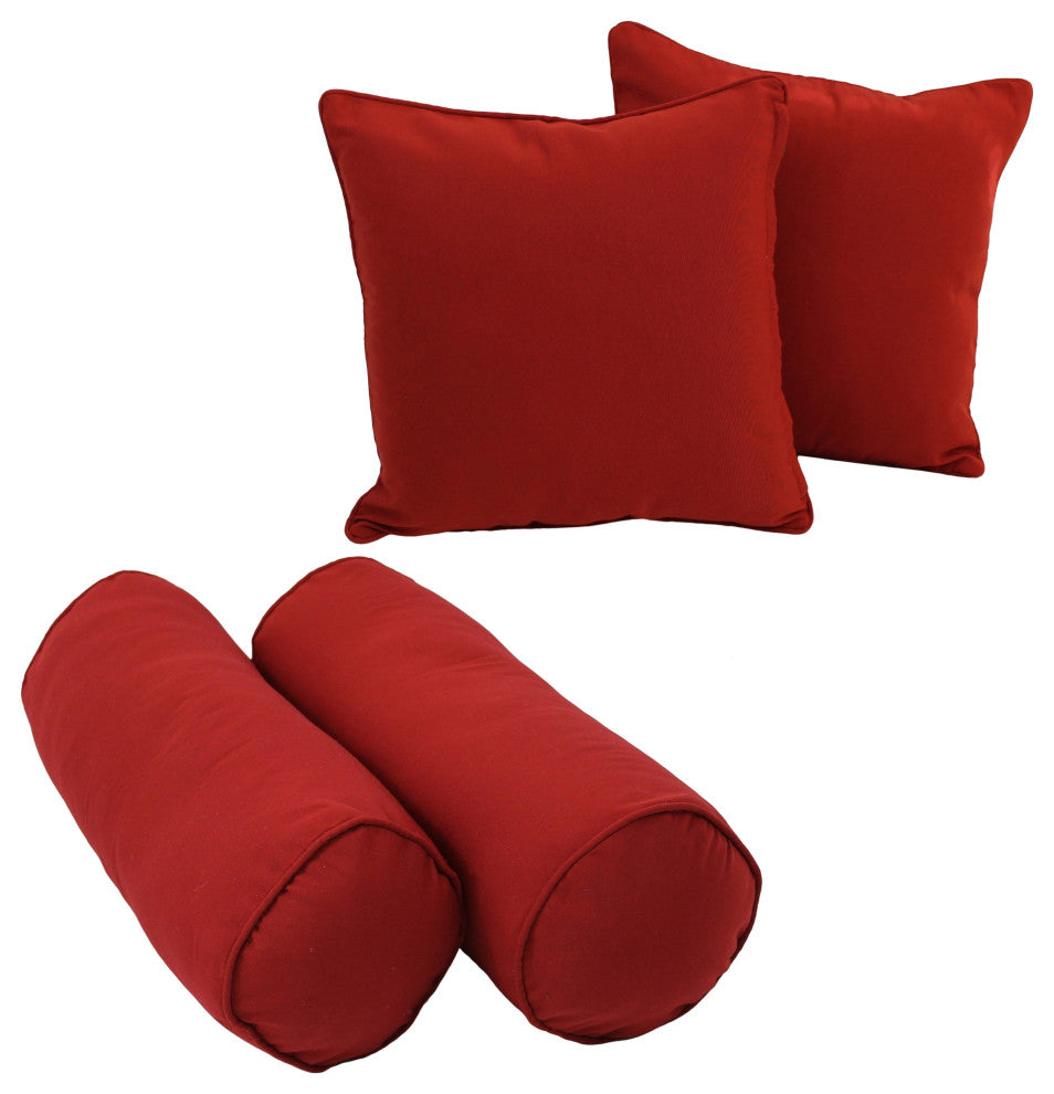 Double-Corded Solid Twill Throw Pillows With Inserts, Set of 4, Ruby Red