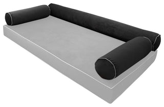 STYLE V6 Full Velvet ContrastPipe Indoor Daybed Bolster Pillow |COVER ONLY|AD350