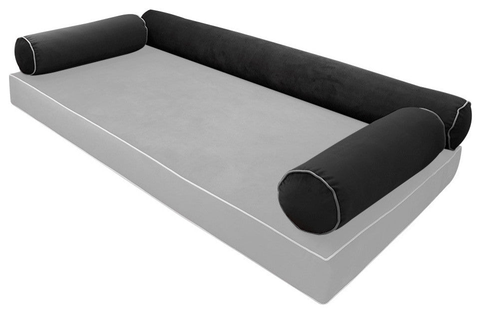 STYLE V6 Full Velvet ContrastPipe Indoor Daybed Bolster Pillow |COVER ONLY|AD350