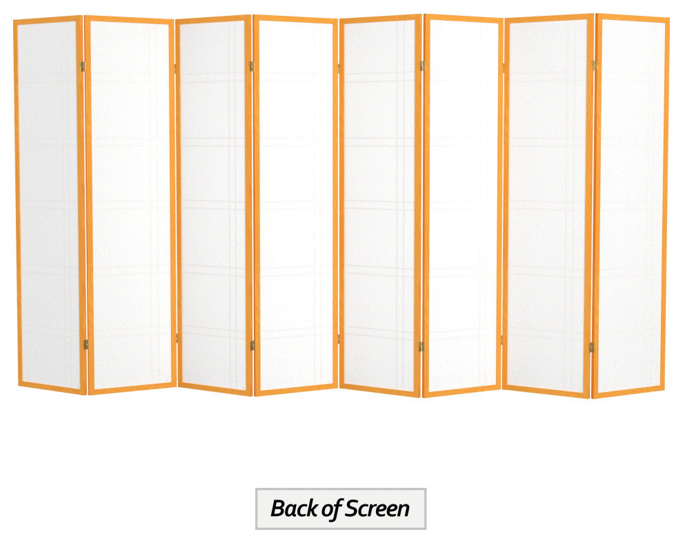 6' Tall Double Cross Shoji Screen, Honey, 8 Panels