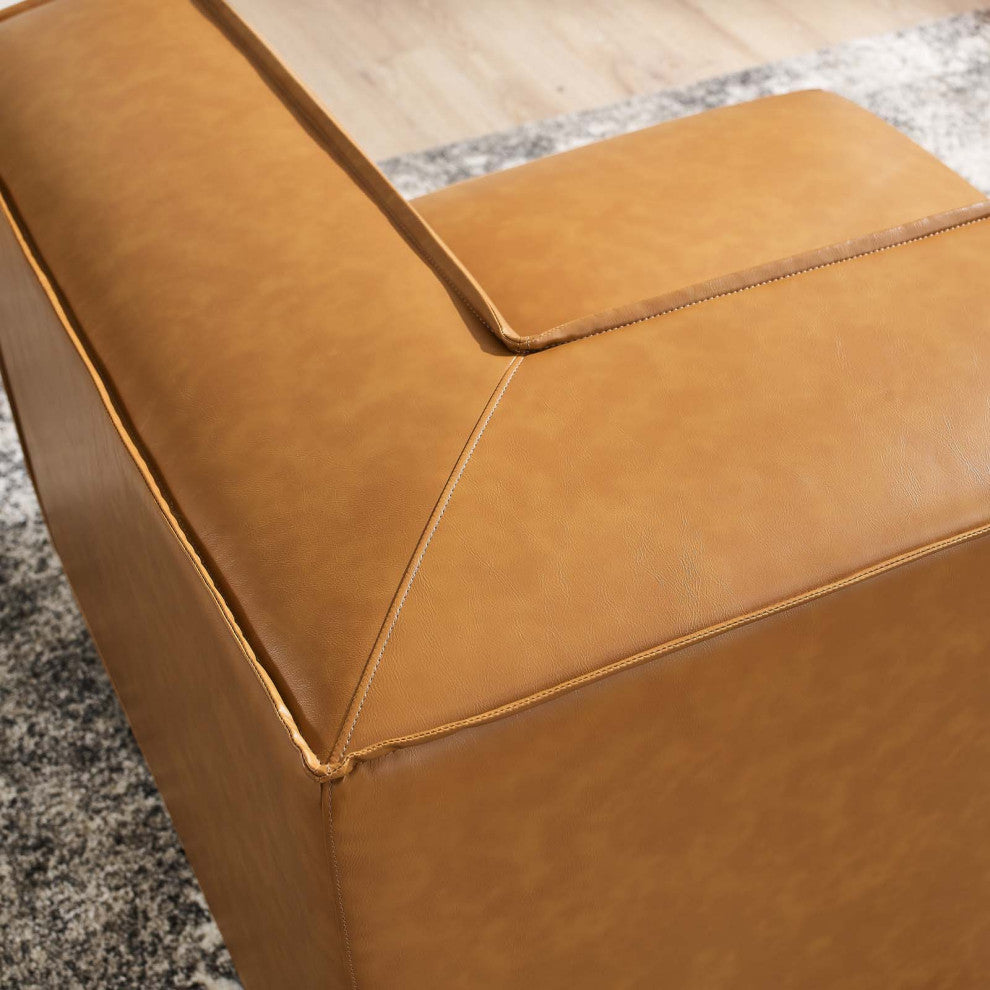Sofa Corner Chair, Faux Vegan Leather, Tan, Modern, Living Lounge Hospitality