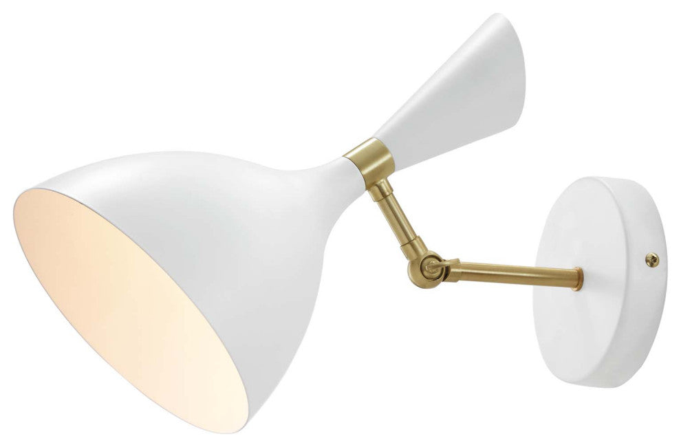 Sconce Wall Lamp Light Fixture, White, Metal, Modern Cafe Bistro Hospitality