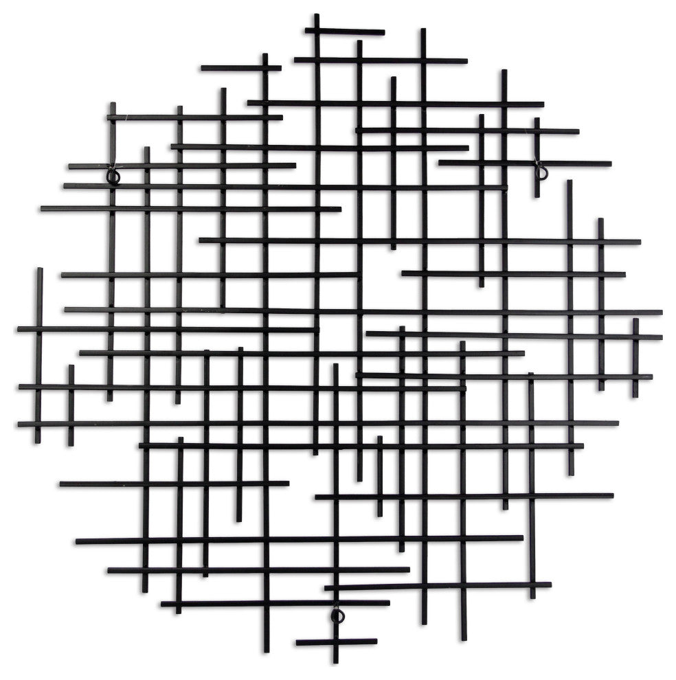 Iquara Small Black Round Metal Wall Art