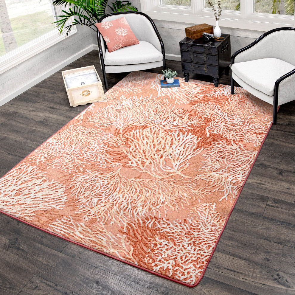 Oceanic Blooms, Coral, 8' Round