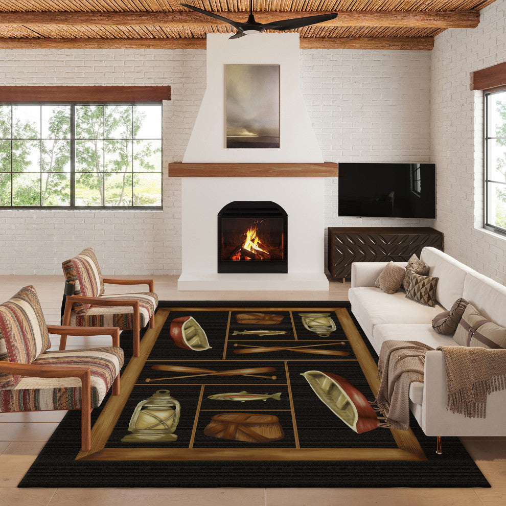 Indoor/Outdoor Excursion EX4 Black Machine Washable 10' x 14' Rug