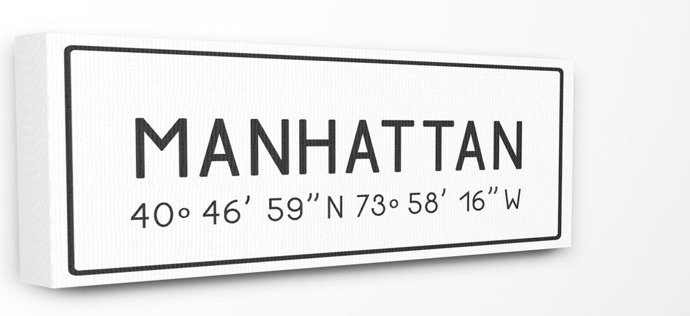 Plate City Coordinates Manhattan Stretched Canvas Wall Art, 10x24