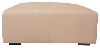 Cayo Leather Ottoman, Finish: Ebony, Leather: Indigo Mist