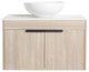 Wall-Mounted Bath Vanity, White Oak, White Ceramic Vessel Sink