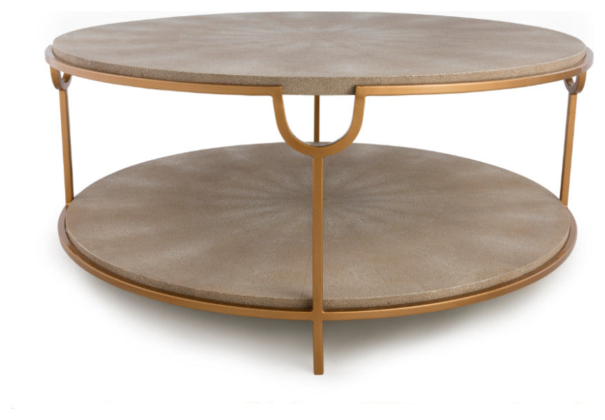Cream Shagreen With Undershelf Coffee Table, Andrew Martin Katia