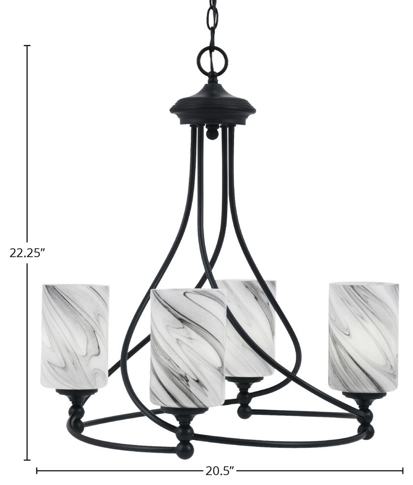 Capri 4-Light Chandelier, Matte Black/Onyx Swirl