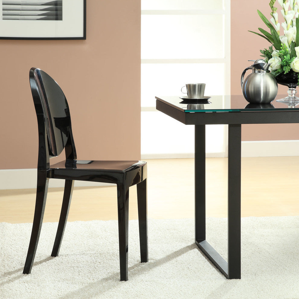 Modern Urban Kitchen Clear Dining Chairs Set of 2 Black, Outdoor and Indoor