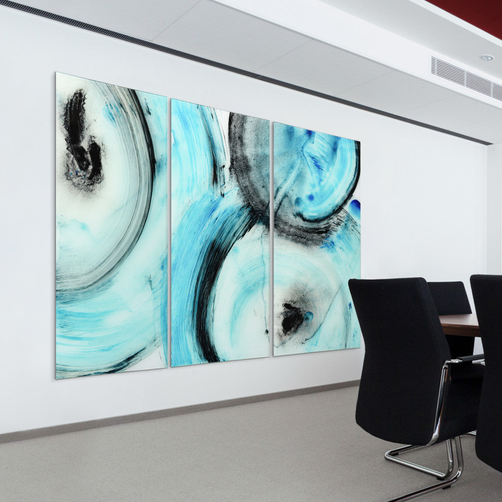"Ripple Effect " Frameless Free Floating Tempered Glass Graphic Wall Art Set
