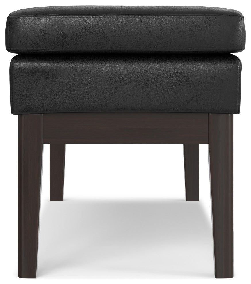 Carlson SOLID HARDWOOD Ottoman Bench, Distressed Black