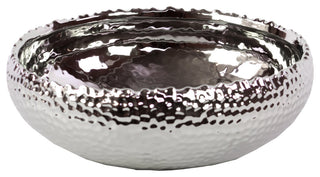 Dimpled Ceramic Pot, Polished Silver, Small