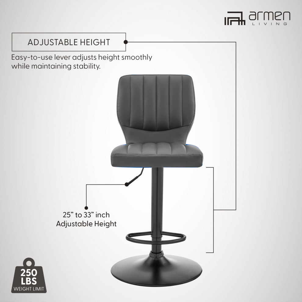 Bardot Adjustable Faux Leather Swivel Bar Stool, Gray