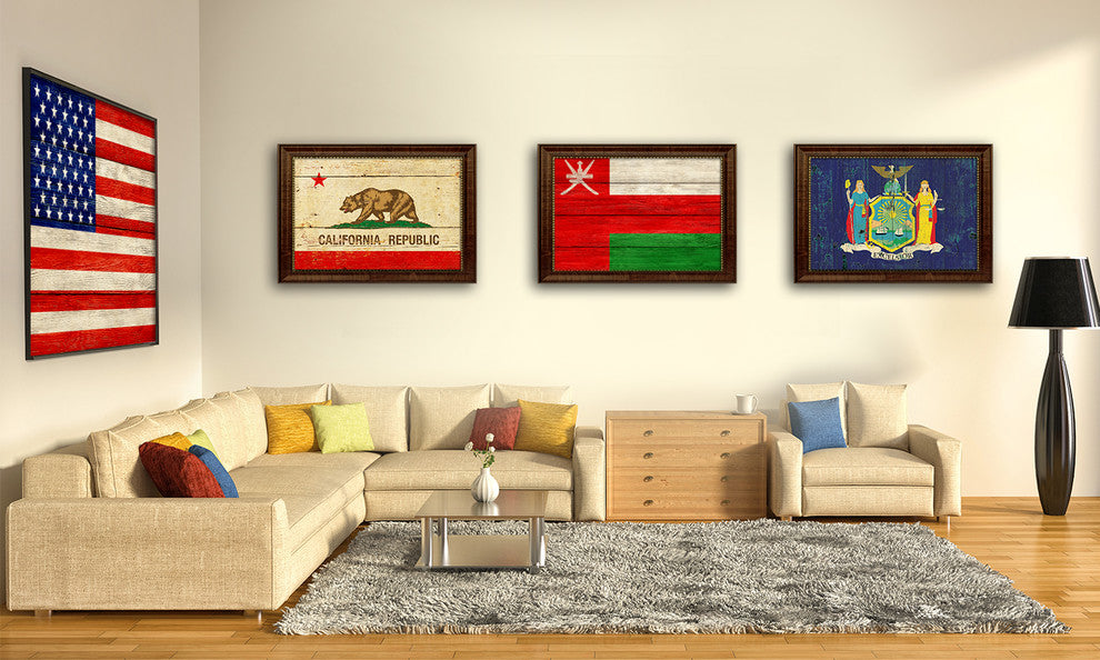 Pakistan Country Textured Flag Print With Brown Gold Frame, 15"X21"