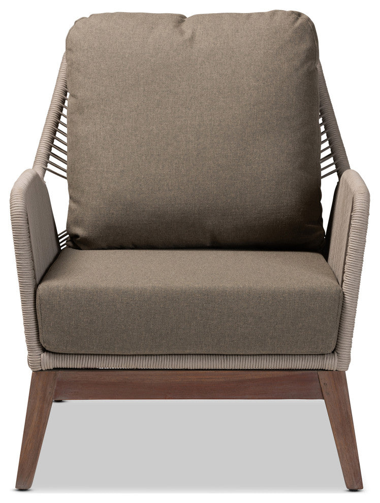 Ronnell Gray Woven Rope Mahogany Accent Chair