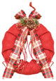 13" Red Burlap Wreath With Plaid Bow and Pine Accents