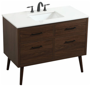 Home Living 22" Midcentury Modern Walnut-Light Bathroom Vanity