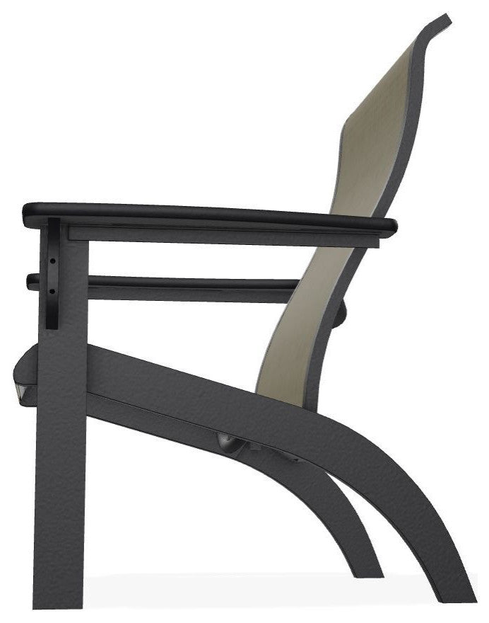 Adirondack Sling Outdoor Adirondack Armchair, Elevation Stone/Black