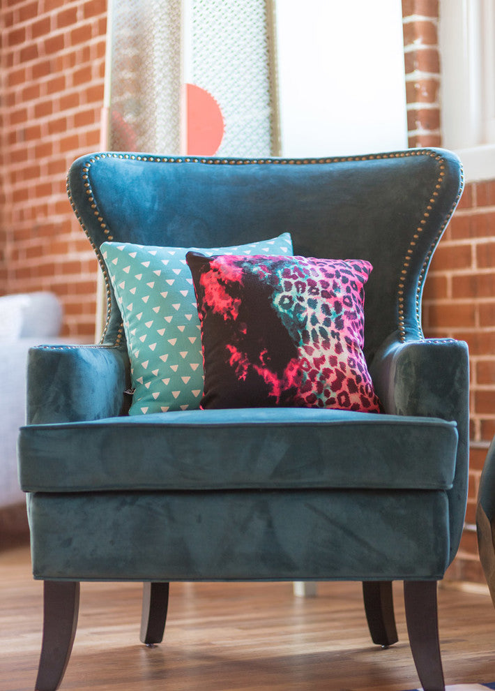 Caleb Troy Leopard Storm Pink Outdoor Throw Pillow, 26x26x7