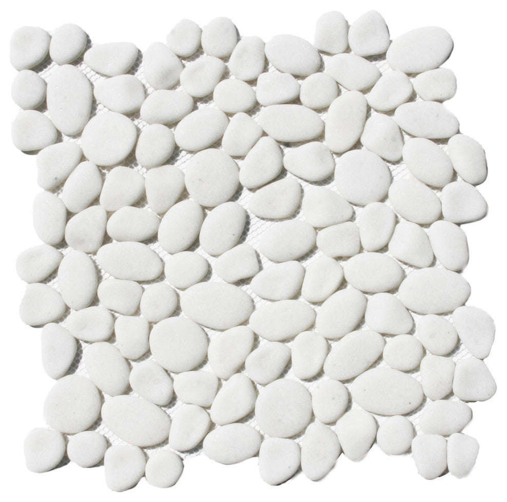 12"x12" Primo White Pebble Tile, White