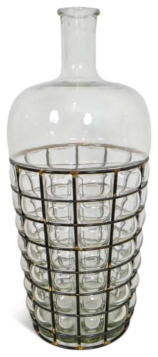 Consigned Wire Basket Glass Vase