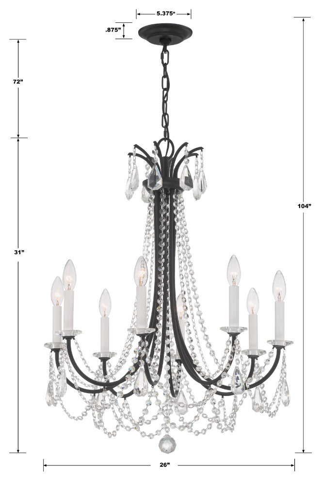 Karrington 8-Light Matte Black Chandelier