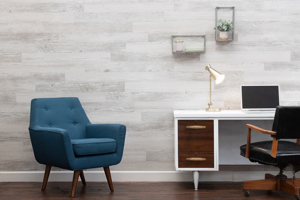 E-Z Wall Peel and Press White Wash Wall Planks