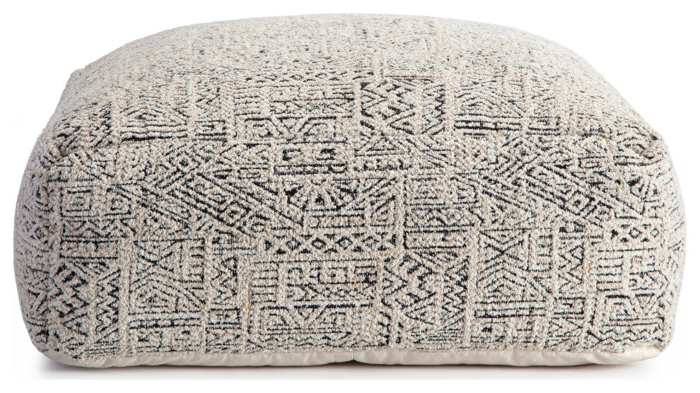 Escondido 34" x 34" x 16" Gray and Ivory Ottoman