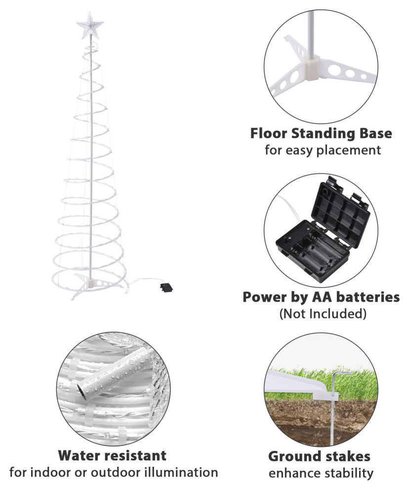 Yescom 3Pack LED Christmas Spiral Light 3/4/6FT Festival Decoration Yard White