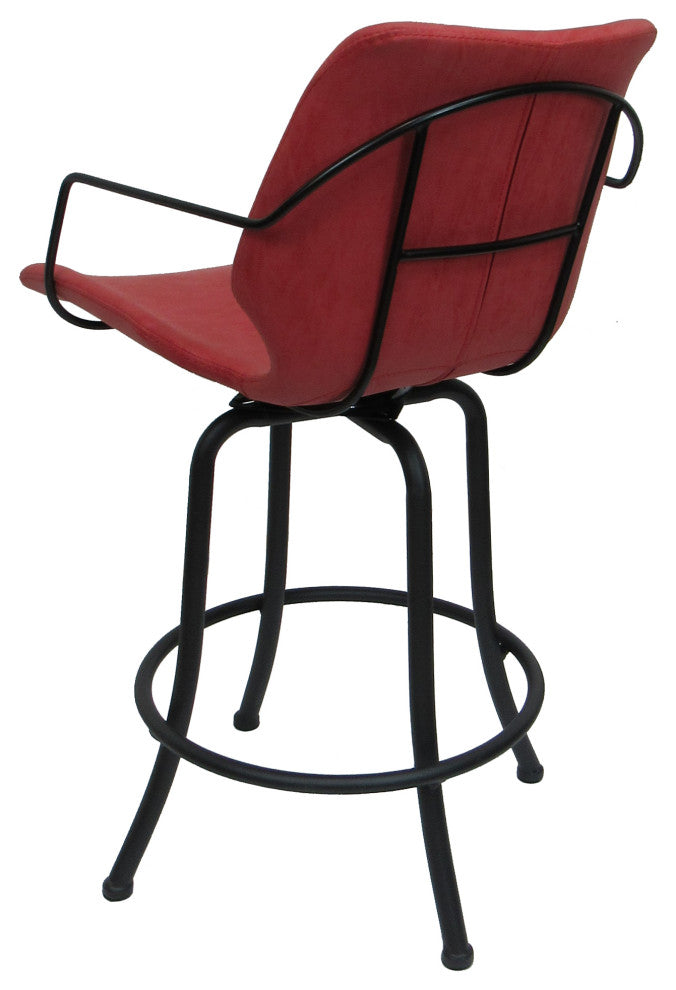 Swivel Metal Counter 26" 30" or 34" Bar Stool - Asheville, Red - Black, 26"