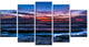 "Exotic Dark Blue Coquina Dawn" Beach Canvas Wall Art, 5 Panels, 60"x32"