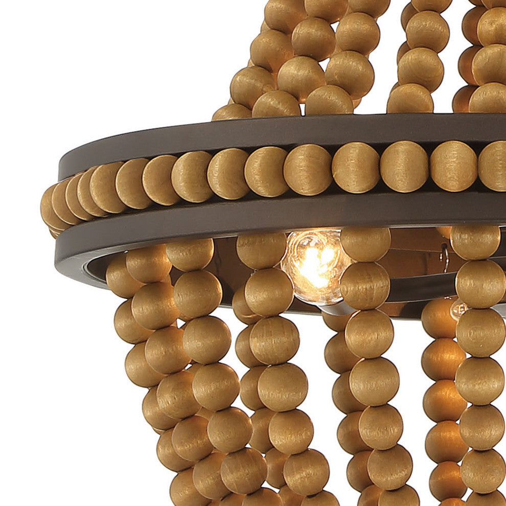 3-Light Lantern Empire Chandelier With Beaded Accents, Oil Rubbed Bronze