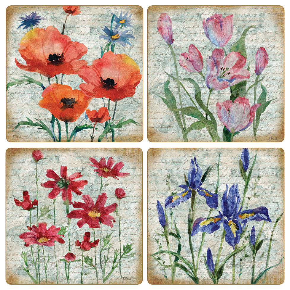 Poetic Garden Stone Coasters, Set of 8