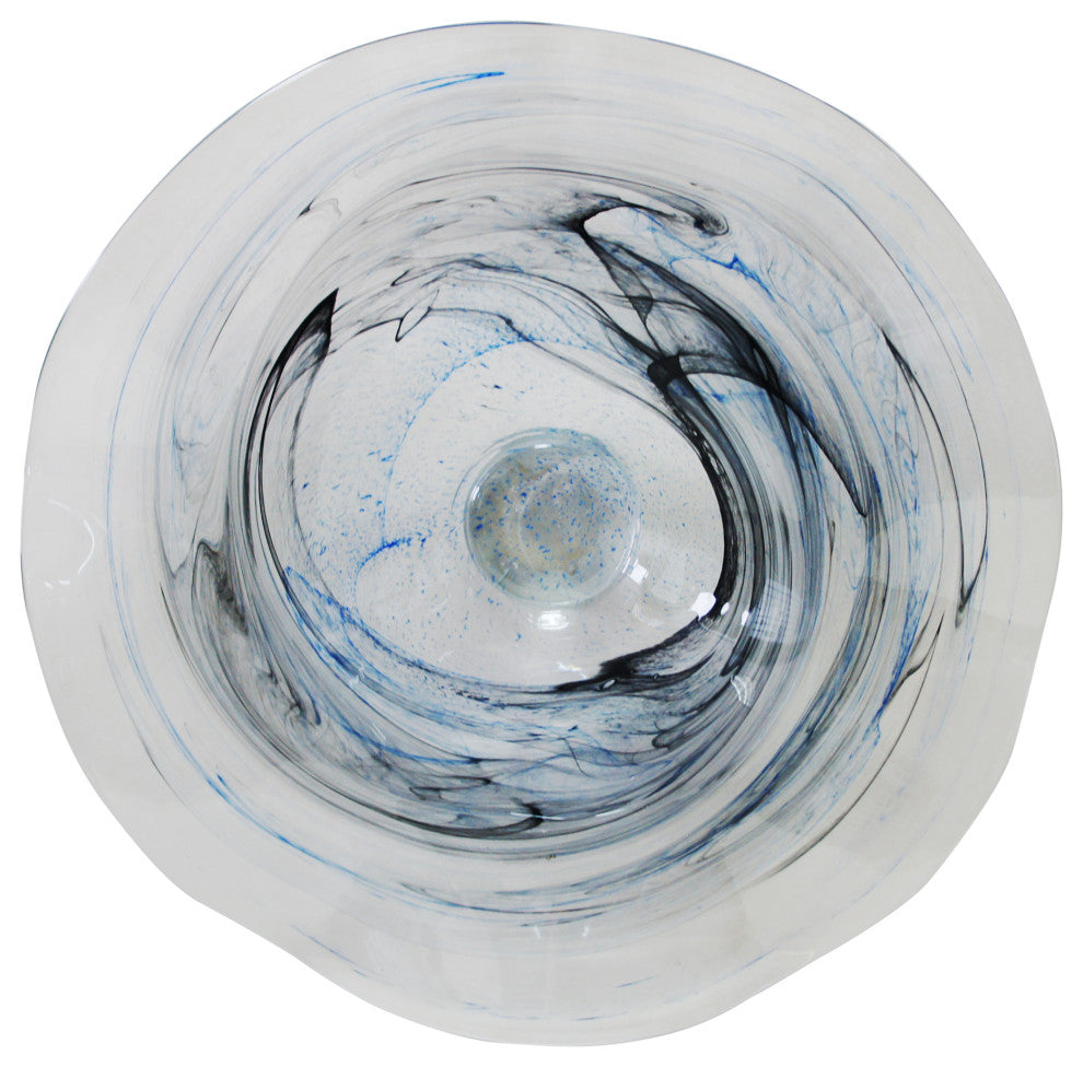 Contemporary Nautilus Glass Bowl - Blue