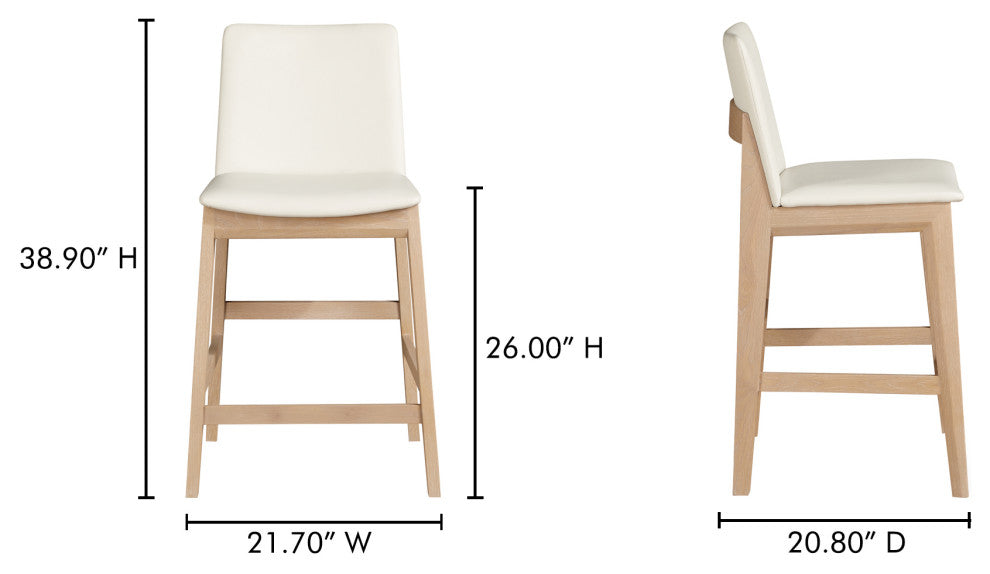 Deco Oak Counter Stool White PVC