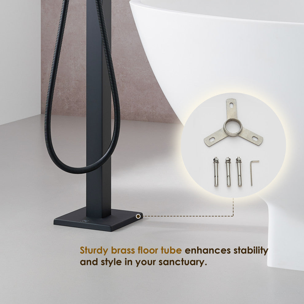 Camino Single Lever Handle Freestanding Floor Mounted Tub Filler, Matte Black